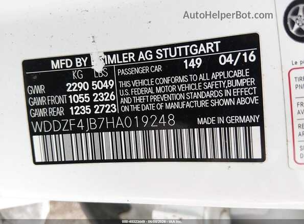 WDDZF4JB7HA019248 2017 MERCEDES-BENZ E-CLASS White Engine compartment view