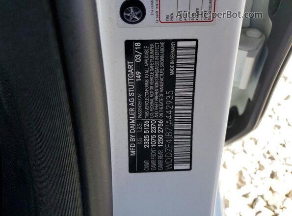WDDZF4JB7JA442935 2018 MERCEDES-BENZ E White 