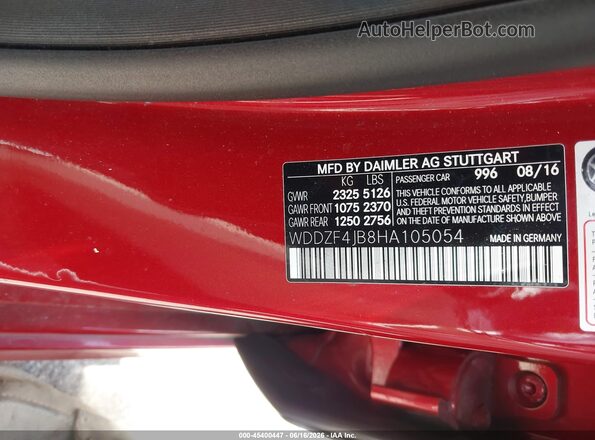 WDDZF4JB8HA105054 2017 MERCEDES-BENZ E-CLASS Red Շարժիչի բաժամունքի տեսք