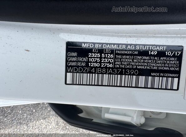 WDDZF4JB8JA371390 2018 MERCEDES-BENZ E-CLASS White Շարժիչի բաժամունքի տեսք