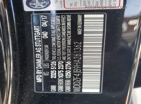 WDDZF4JB9HA261362 2017 MERCEDES-BENZ E Black Вид підкапотного простору