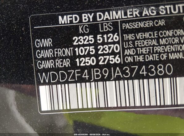WDDZF4JB9JA374380 2018 MERCEDES-BENZ E-CLASS Black Вид підкапотного простору