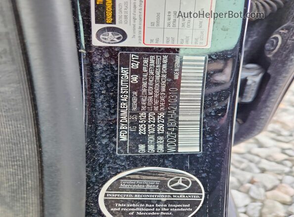 WDDZF4JBXHA210310 2017 MERCEDES-BENZ E Black ძრავის განყოფილების ხედი