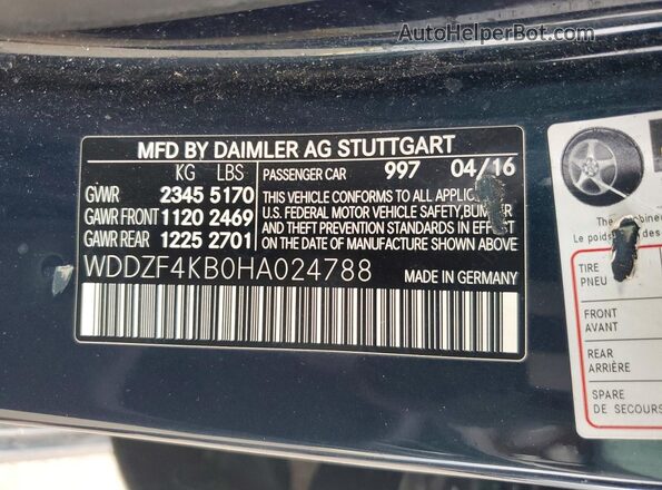 WDDZF4KB0HA024788 2017 MERCEDES-BENZ E Blue Շարժիչի բաժամունքի տեսք