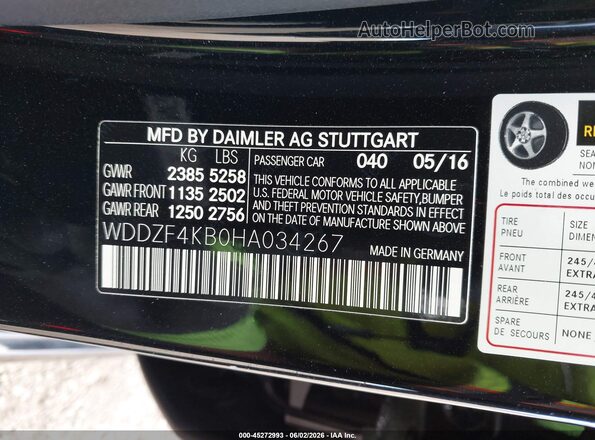 WDDZF4KB0HA034267 2017 MERCEDES-BENZ E-CLASS Black Շարժիչի բաժամունքի տեսք
