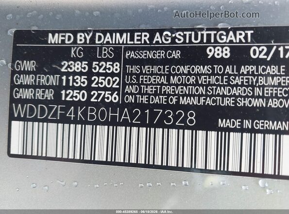 WDDZF4KB0HA217328 2017 MERCEDES-BENZ E-CLASS Light Blue Engine compartment view