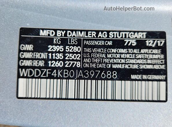 WDDZF4KB0JA397688 2018 MERCEDES-BENZ E Серебряный Вид подкапотного пространства