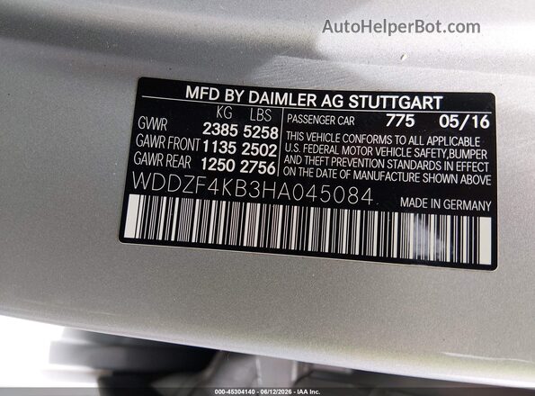 WDDZF4KB3HA045084 2017 MERCEDES-BENZ E-CLASS Gray Vista del compartimento del motor