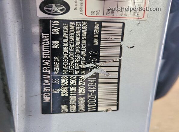 WDDZF4KB4HA096612 2017 MERCEDES-BENZ E Silver VIN sticker view