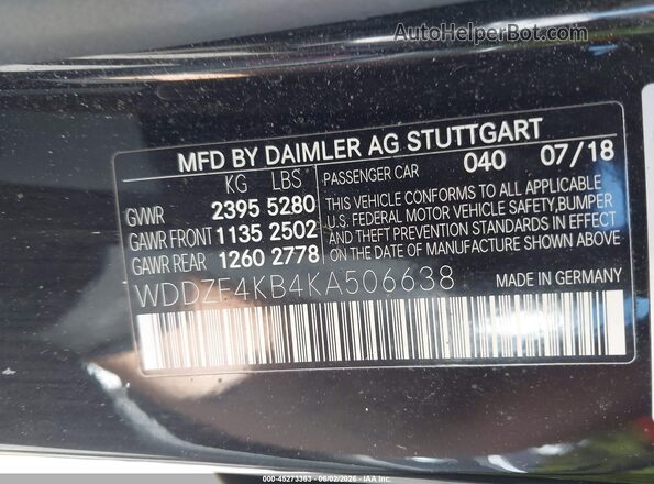 WDDZF4KB4KA506638 2019 MERCEDES-BENZ E-CLASS Black Engine compartment view
