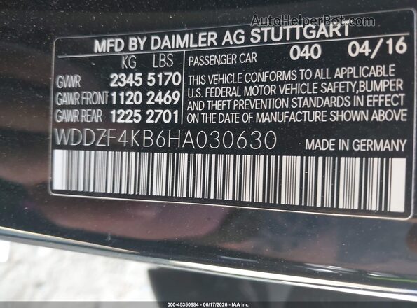 WDDZF4KB6HA030630 2017 MERCEDES-BENZ E-CLASS Black Widok komory silnika