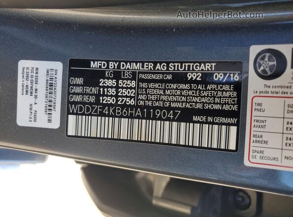 WDDZF4KB6HA119047 2017 MERCEDES-BENZ E Charcoal Engine compartment view