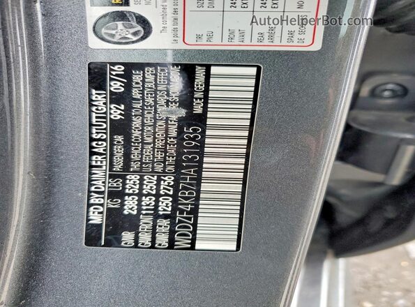 WDDZF4KB7HA131935 2017 MERCEDES-BENZ E Gray Շարժիչի բաժամունքի տեսք