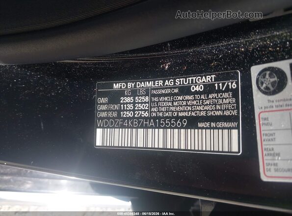 WDDZF4KB7HA155569 2017 MERCEDES-BENZ E-CLASS Black Շարժիչի բաժամունքի տեսք