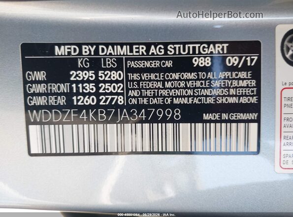 WDDZF4KB7JA347998 2018 MERCEDES-BENZ E-CLASS Silver Widok komory silnika
