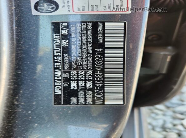 WDDZF4KB8HA032914 2017 MERCEDES-BENZ E Gray Engine compartment view