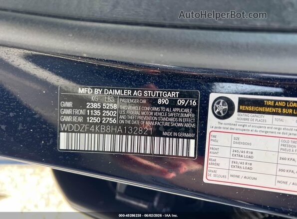 WDDZF4KB8HA132821 2017 MERCEDES-BENZ E-CLASS Dark Blue Շարժիչի բաժամունքի տեսք