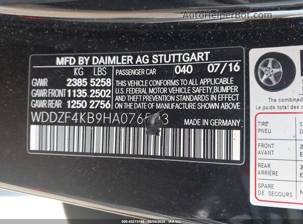 WDDZF4KB9HA076503 2017 MERCEDES-BENZ E-CLASS Gray Vista del compartimento del motor