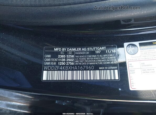 WDDZF4KBXHA167960 2017 MERCEDES-BENZ E-CLASS Черный Вид подкапотного пространства