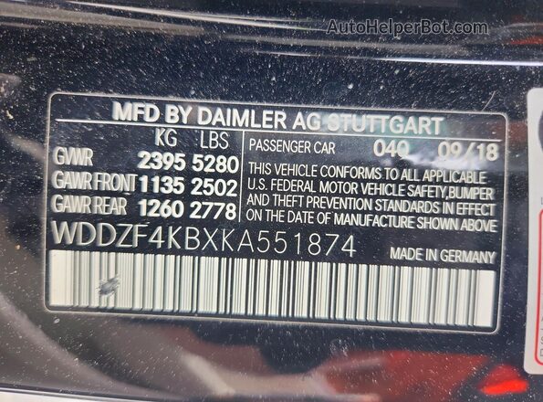 WDDZF4KBXKA551874 2019 MERCEDES-BENZ E Black Widok komory silnika