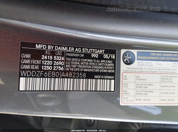 WDDZF6EB0JA482358 2018 MERCEDES-BENZ AMG E 43 Gray ძრავის განყოფილების ხედი