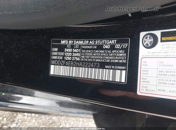 WDDZF6EB2HA222473 2017 MERCEDES-BENZ AMG E 43 Black 