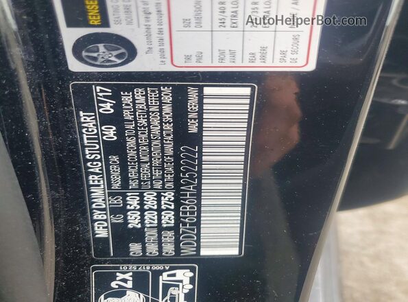 WDDZF6EB6HA252222 2017 MERCEDES-BENZ E Black Вид наклейки з VIN-кодом