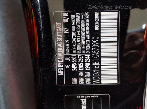 WDDZF6JB1KA570990 2019 MERCEDES-BENZ E Black Widok komory silnika