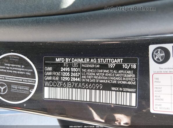 WDDZF6JB7KA566099 2019 MERCEDES-BENZ E-CLASS Black Widok komory silnika