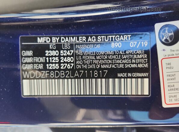 WDDZF8DB2LA711817 2020 MERCEDES-BENZ E Blue Շարժիչի բաժամունքի տեսք