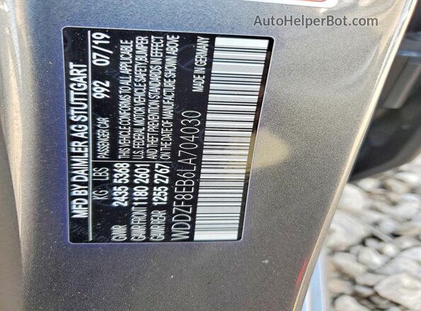 WDDZF8EB6LA704030 2020 MERCEDES-BENZ E Silver Вид підкапотного простору