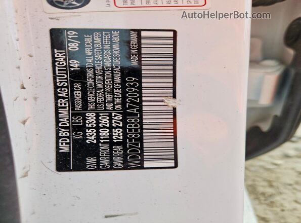 WDDZF8EB8LA720939 2020 MERCEDES-BENZ E Белый Вид подкапотного пространства