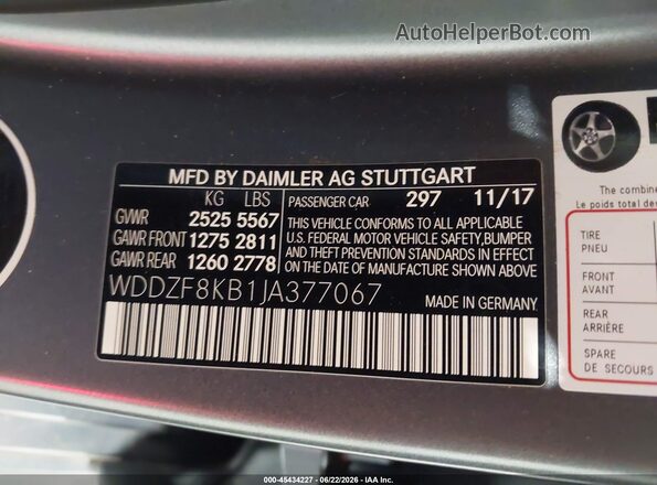 WDDZF8KB1JA377067 2018 MERCEDES-BENZ AMG E 63 Gray Engine compartment view