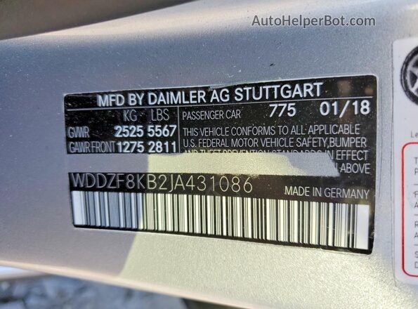 WDDZF8KB2JA431086 2018 MERCEDES-BENZ E Silver Widok komory silnika