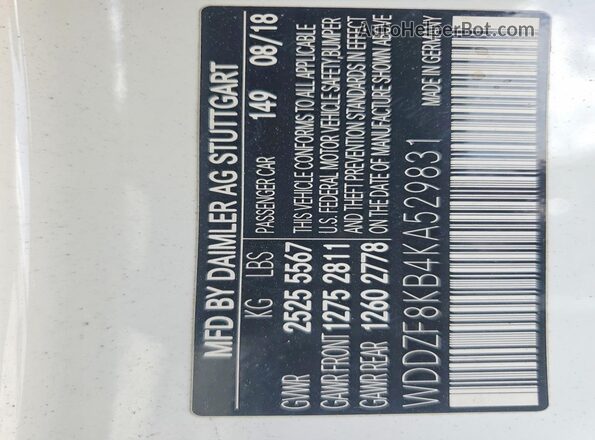 WDDZF8KB4KA529831 2019 MERCEDES-BENZ E White Widok komory silnika