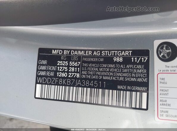 WDDZF8KB7JA384511 2018 MERCEDES-BENZ AMG E 63 Light Blue Вид подкапотного пространства