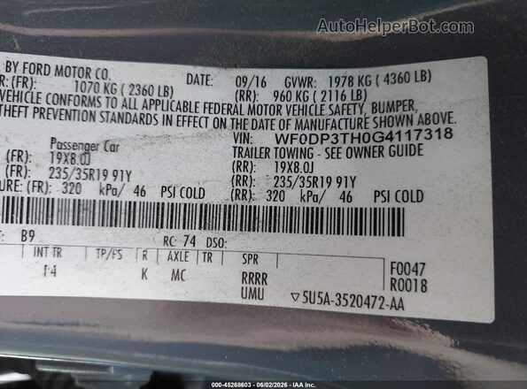 WF0DP3TH0G4117318 2016 FORD FOCUS RS Gray Vista del compartimento del motor