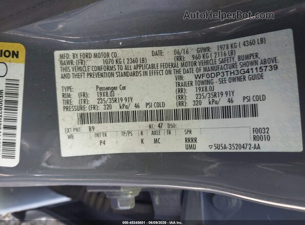 WF0DP3TH3G4115739 2016 FORD FOCUS RS Серый Вид подкапотного пространства