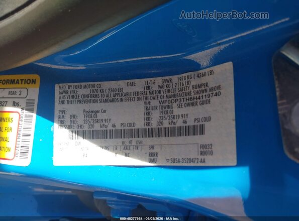 WF0DP3TH6H4119740 2017 FORD FOCUS RS Blue Vista del compartimento del motor