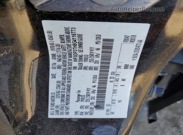 WF0DP3TH8G4116773 2016 FORD FOCUS Black VIN კოდის სტიკერის ხედი