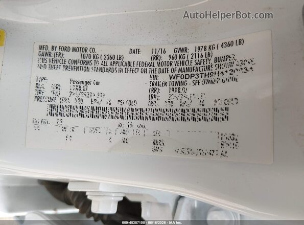 WF0DP3TH9H4120834 2017 FORD FOCUS RS White Vista del compartimento del motor