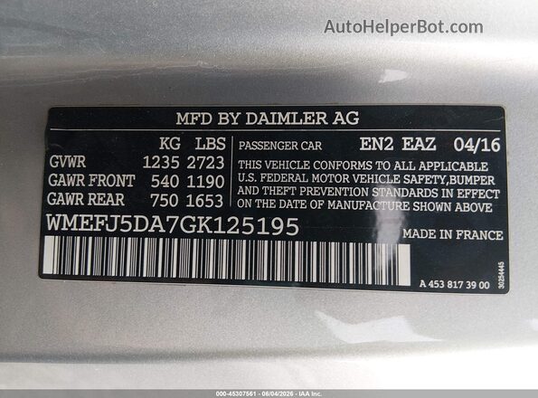 WMEFJ5DA7GK125195 2016 SMART FORTWO White Widok komory silnika