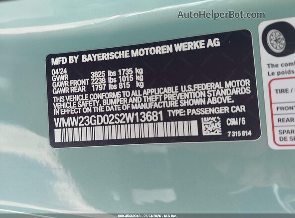 WMW23GD02S2W13681 2025 MINI HARDTOP Teal Շարժիչի բաժամունքի տեսք