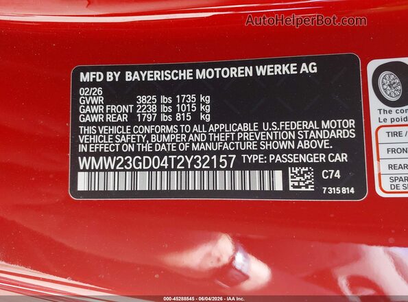 WMW23GD04T2Y32157 2026 MINI HARDTOP Red Widok komory silnika