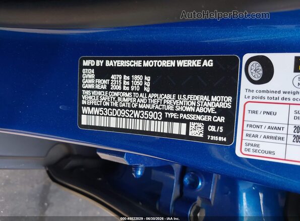 WMW53GD09S2W35903 2025 MINI HARDTOP Blue Вид підкапотного простору