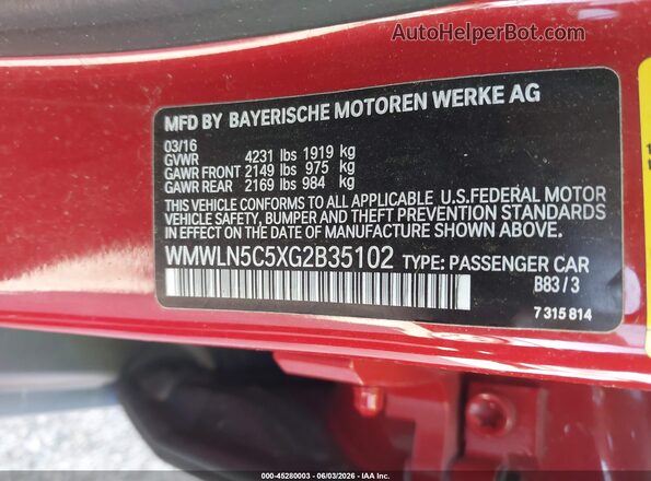 WMWLN5C5XG2B35102 2016 MINI CLUBMAN Red Vista del compartimento del motor