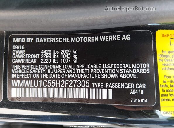 WMWLU1C55H2F27305 2017 MINI CLUBMAN Black Շարժիչի բաժամունքի տեսք