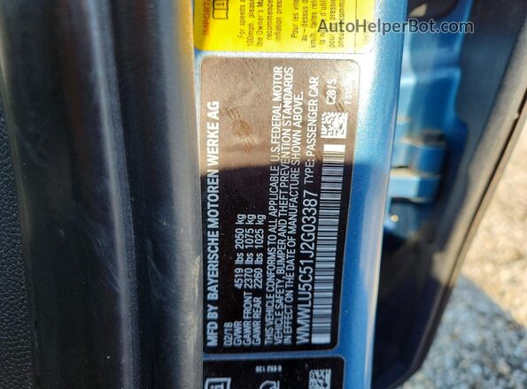 WMWLU5C51J2G03387 2018 MINI COOPER Blue Vista del compartimento del motor