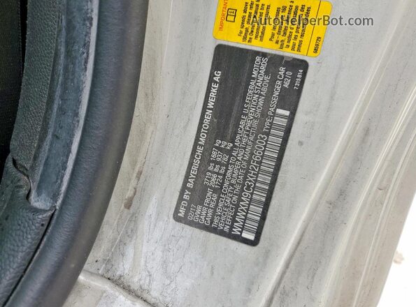 WMWXM9C3XH2F66003 2017 MINI COOPER Silver VIN կոդի պիտակի տեսք
