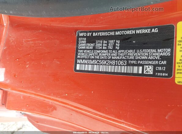 WMWXM9C56K2H81063 2019 MINI HARDTOP Orange Вид підкапотного простору